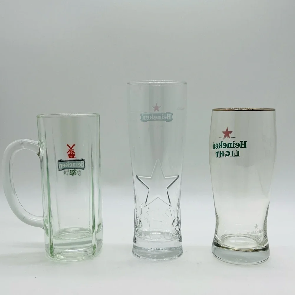 SET OF 3 HEINEKEN & HEINEKEN LIGHT BAR GLASSWARE